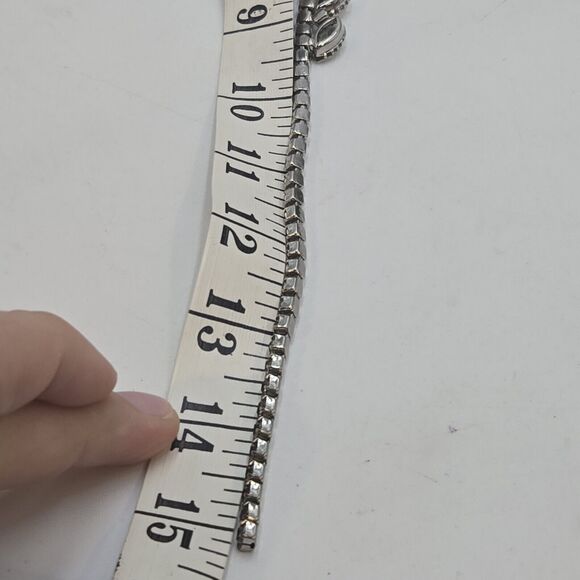 Vintage 15” AB Marquise Rhinestone Flower Choker Open Back Necklace Silver Tone - Picture 5 of 5